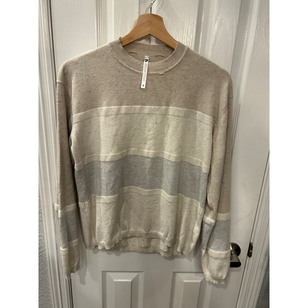 Kuhl Sweater Beige Striped Speckled Knit Crewneck Pullover Top